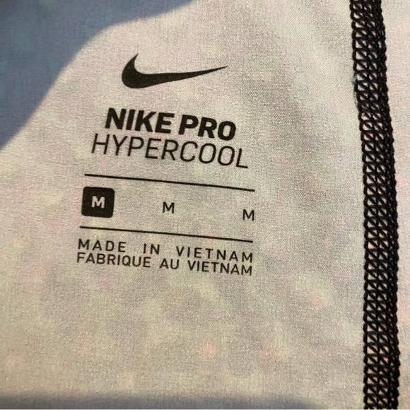 Nike Pro Hypercool Multicolor Print, Black Sheer Mesh Insets Cropped Leggings,M - Picture 15 of 16